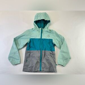 The North Face Kids girl small Raincoat ski shell Teal *has stains